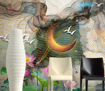 3D Gold Moon 71 Wall Murals Wallpaper AJ Wallpaper 2 