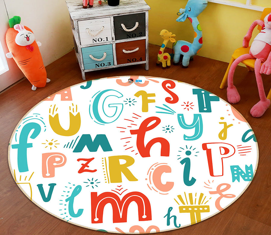 3D Colored Letters 64165 Round Non Slip Rug Mat