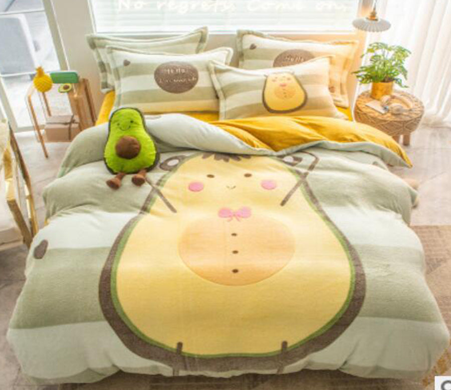 3D Cartoon Avocado 14185 Bed Pillowcases Quilt
