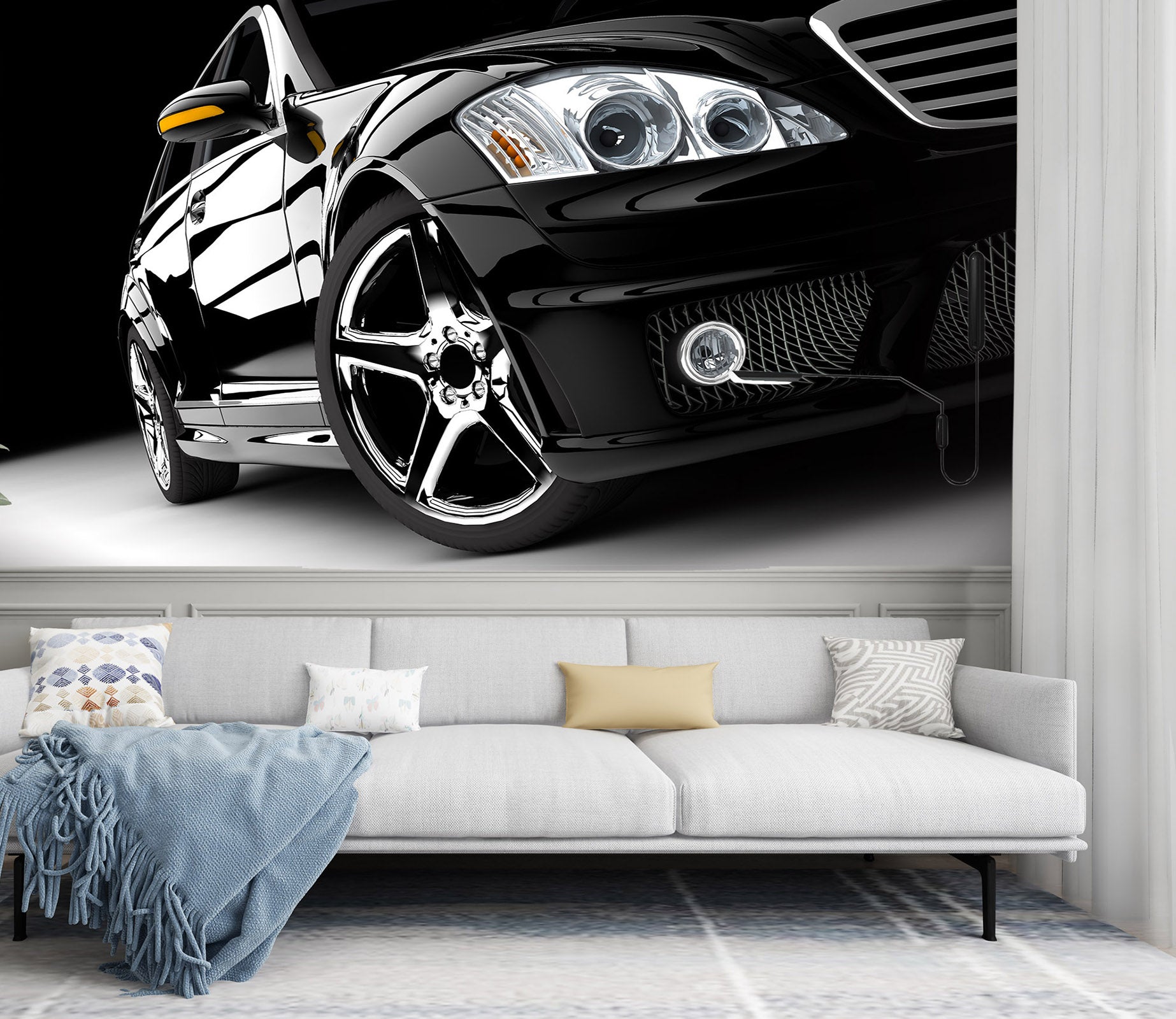 3D Black Car Headlight 320 Vehicle Wall Murals