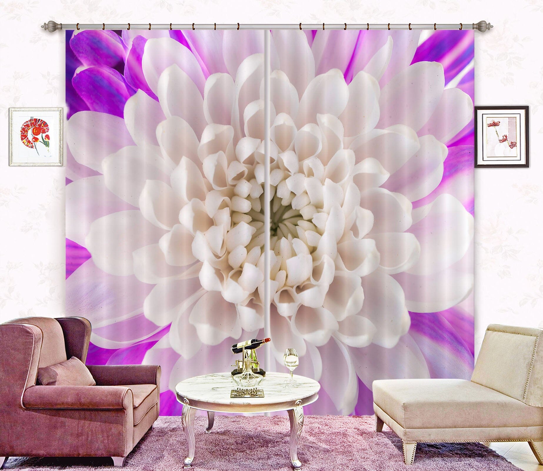 3D White Petals 223 Assaf Frank Curtain Curtains Drapes Curtains AJ Creativity Home 