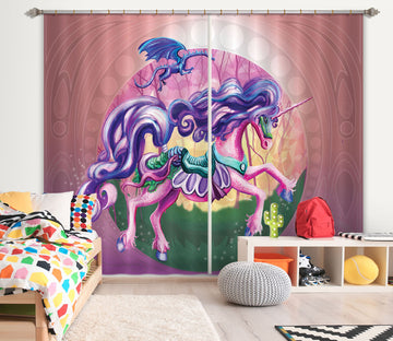 3D Unicorn 121 Rose Catherine Khan Curtain Curtains Drapes