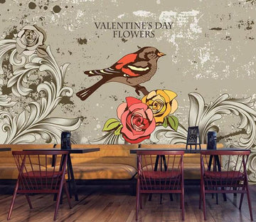 3D Flower Bird 119 Wall Murals Wallpaper AJ Wallpaper 2 