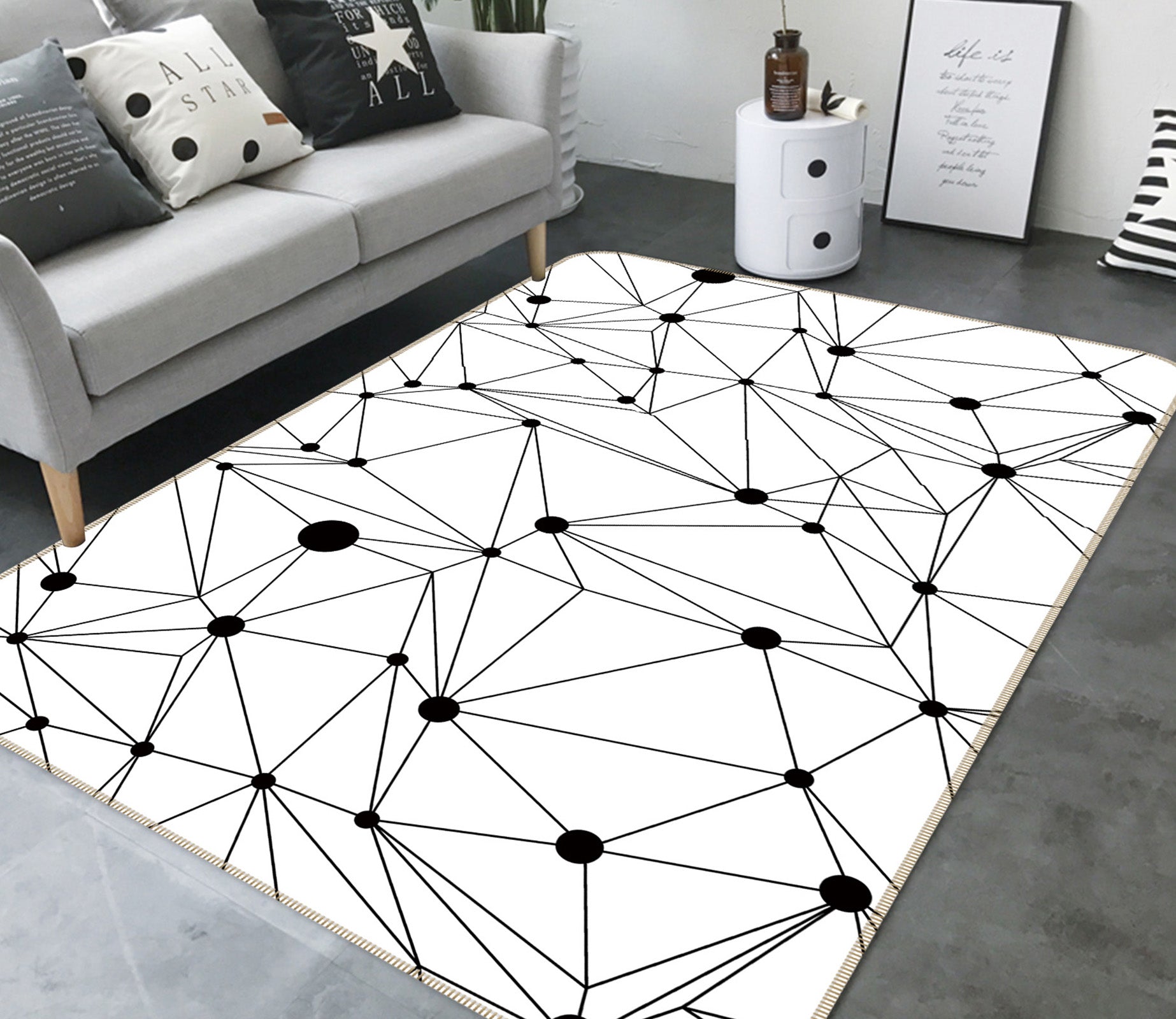 3D Line Pattern 35011 Non Slip Rug Mat