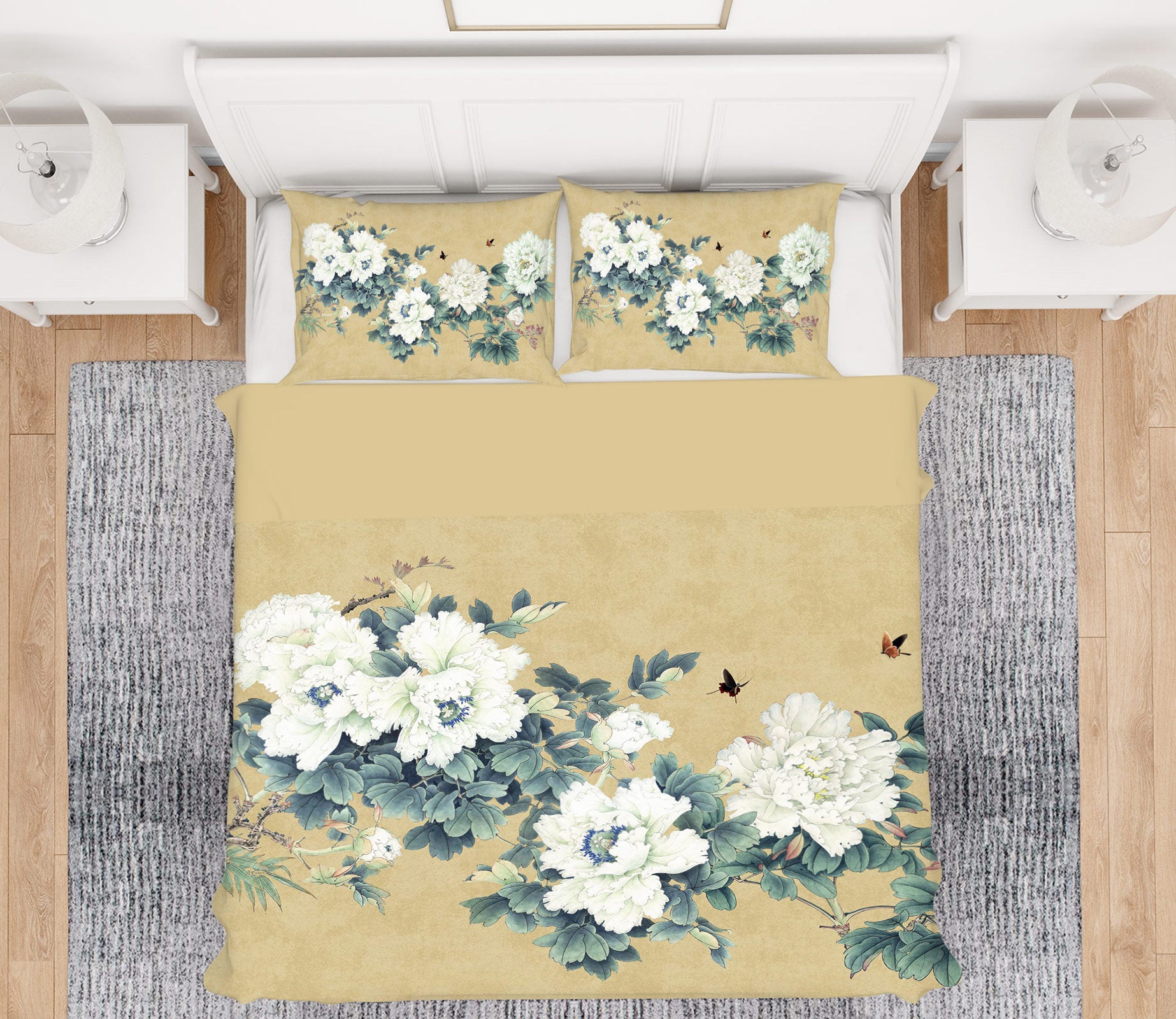 3D White Flowers 13105 Bed Pillowcases Quilt