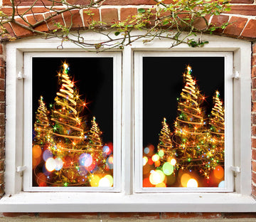 3D Christmas Tree Aperture 42164 Christmas Window Film Print Sticker Cling Stained Glass Xmas