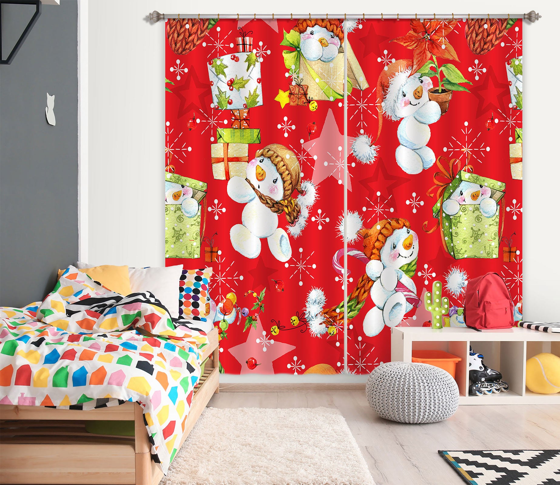 3D Snowman Doll Pattern 52030 Christmas Curtains Drapes Xmas