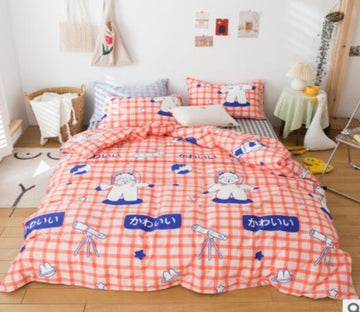 3D Orange Grid 40224 Bed Pillowcases Quilt