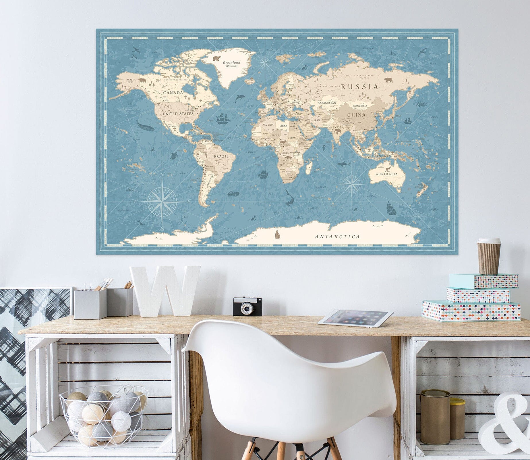 3D Abstract Clouds 286 World Map Wall Sticker Wallpaper AJ Wallpaper 2 