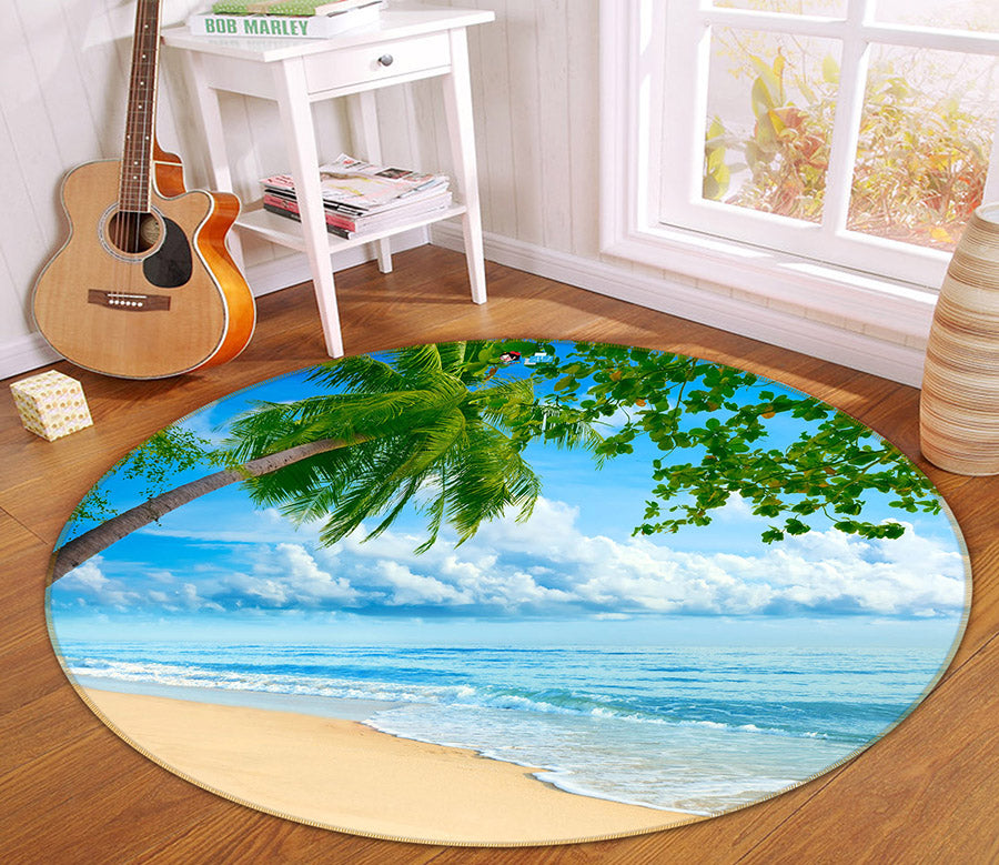 3D Seaside 66196 Round Non Slip Rug Mat