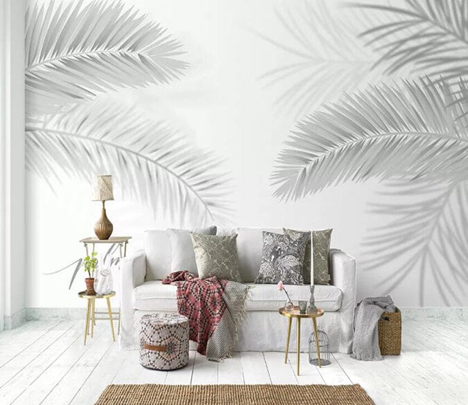 3D White Leaves 2107 Wall Murals Wallpaper AJ Wallpaper 2 