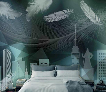 3D Feather Building WC1479 Wall Murals