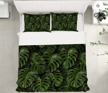 3D Dark Leaves 60121 Bed Pillowcases Quilt