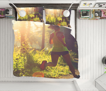3D Morning Jog 14166 Bed Pillowcases Quilt