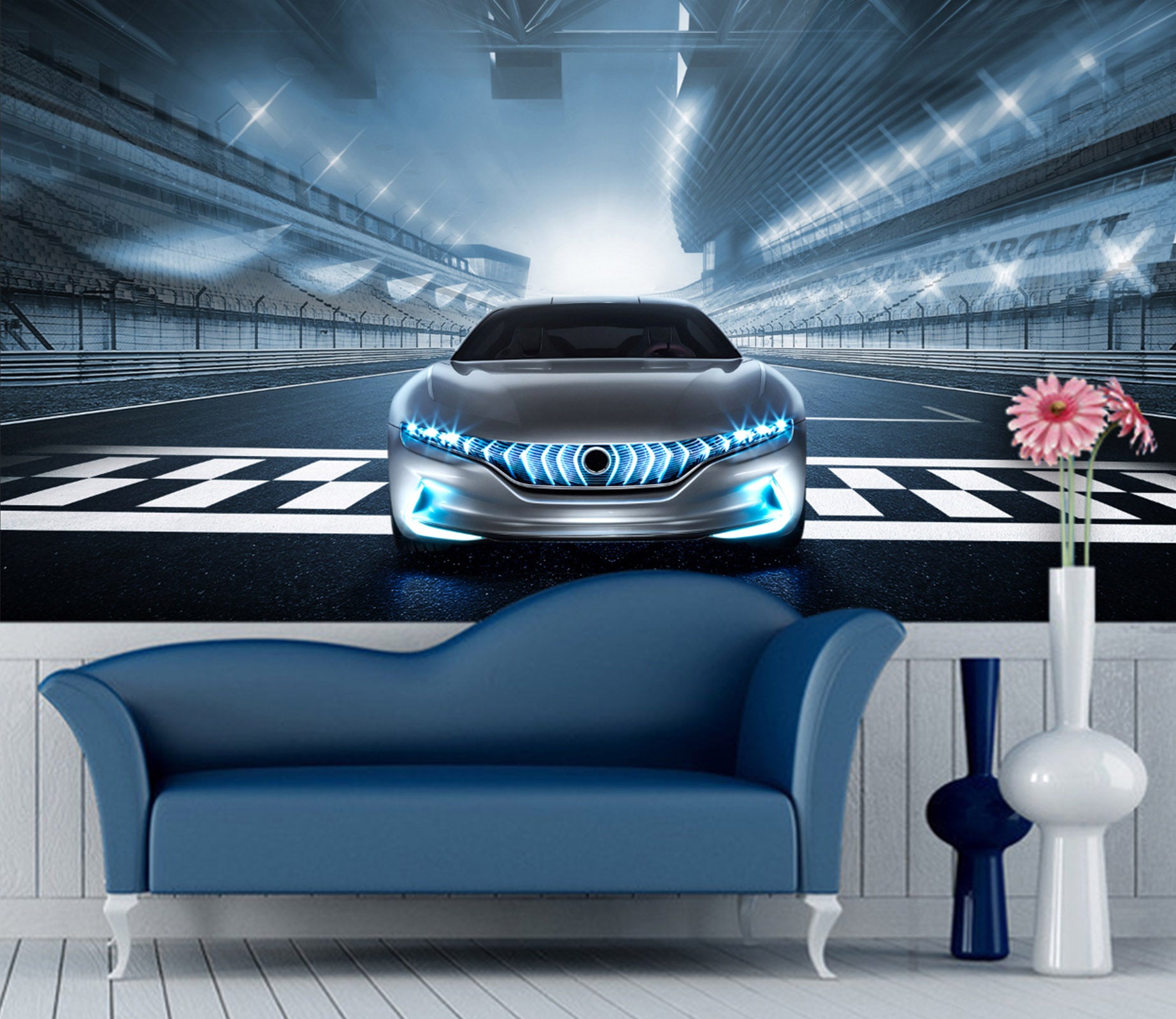 3D Stadium Sports Car 285 Vehicle Wall Murals