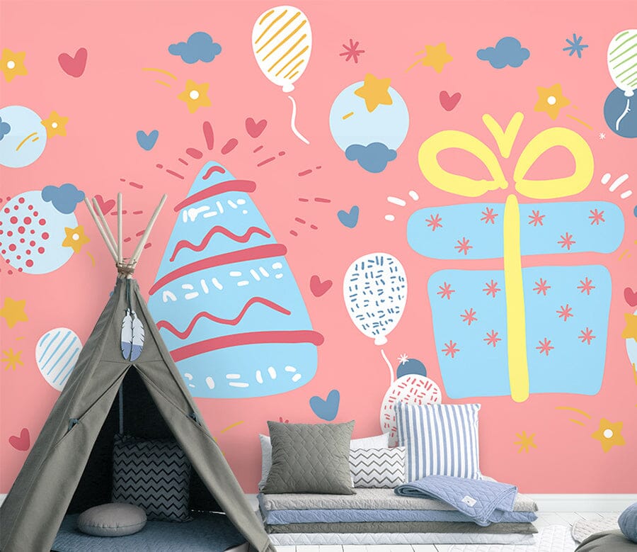 3D Blue Gift Box WC007 Wall Murals Wallpaper AJ Wallpaper 2 