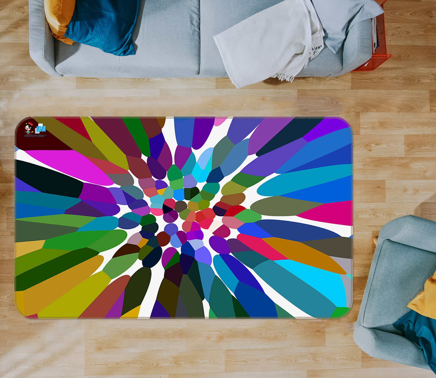 3D Color Flower Core 19162 Shandra Smith Rug Non Slip Rug Mat