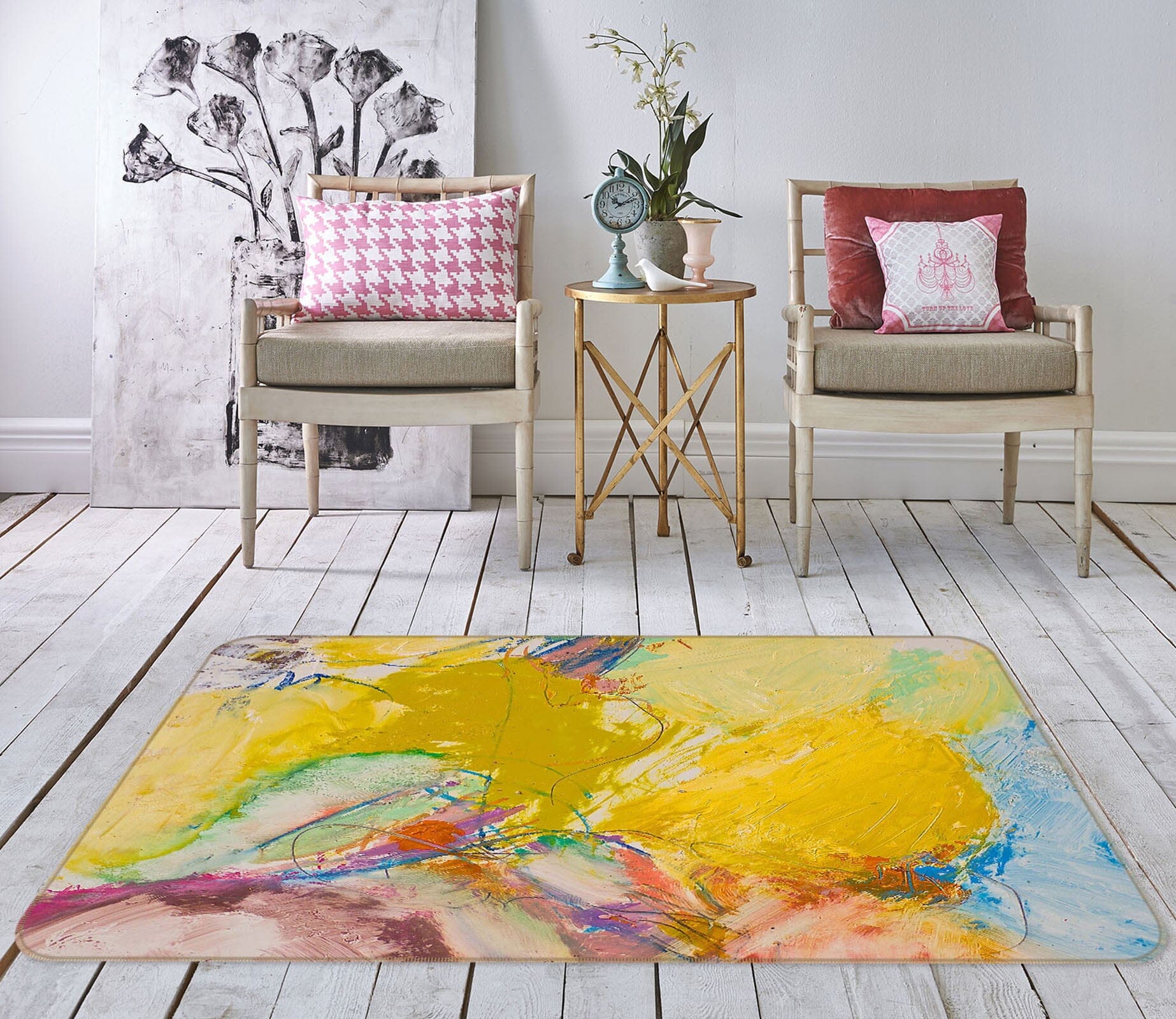 3D Yellow Graffiti 1049 Allan P. Friedlander Rug Non Slip Rug Mat Mat AJ Creativity Home 