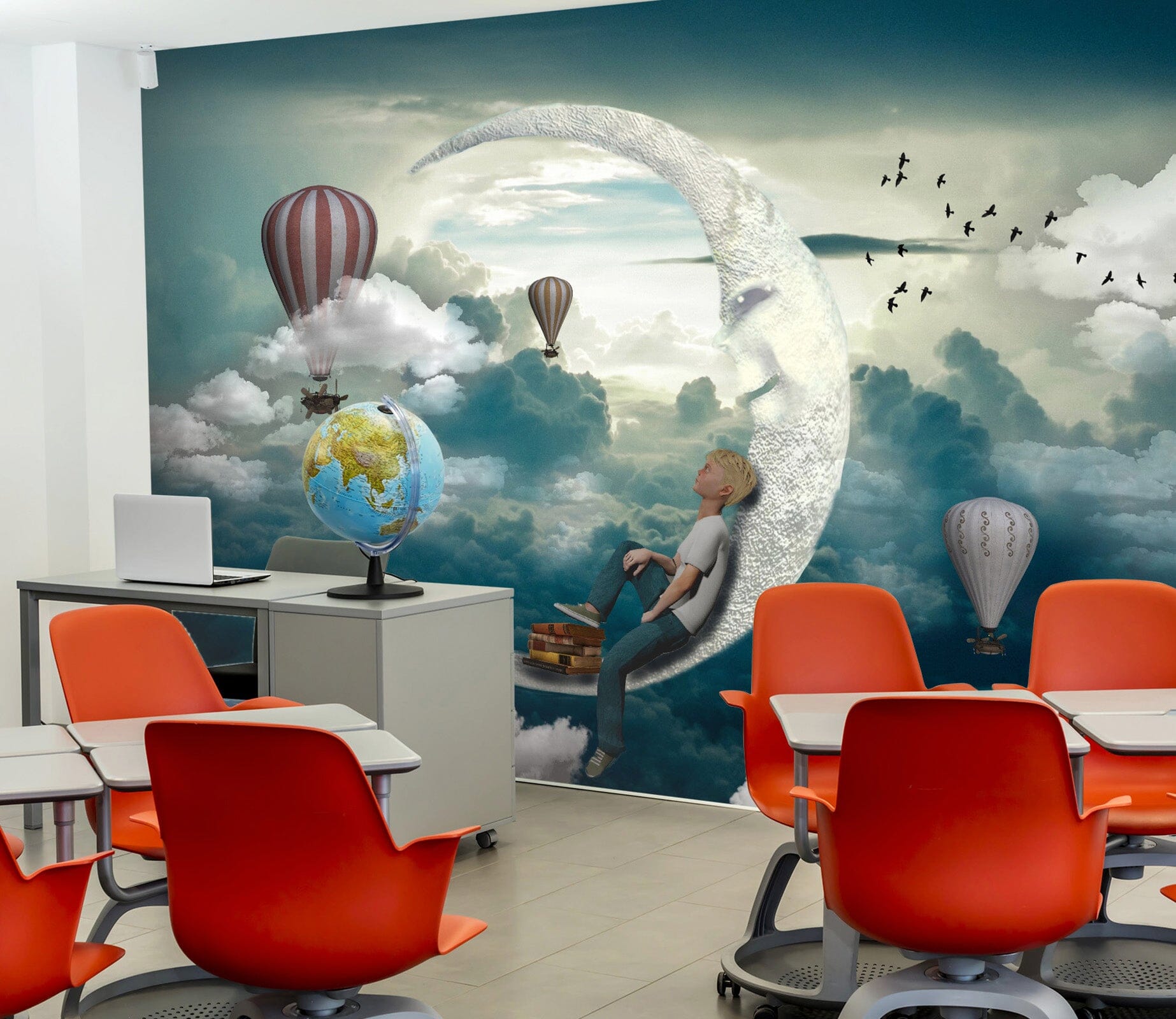 3D Moon Cloud Boy 147 Wall Murals Wallpaper AJ Wallpaper 2 