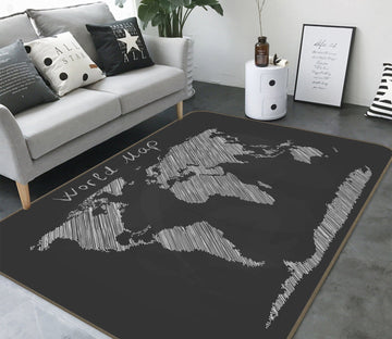 3D Grey Stone 262 World Map Non Slip Rug Mat Mat AJ Creativity Home 