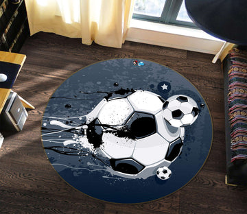 3D Football 81259 Round Non Slip Rug Mat