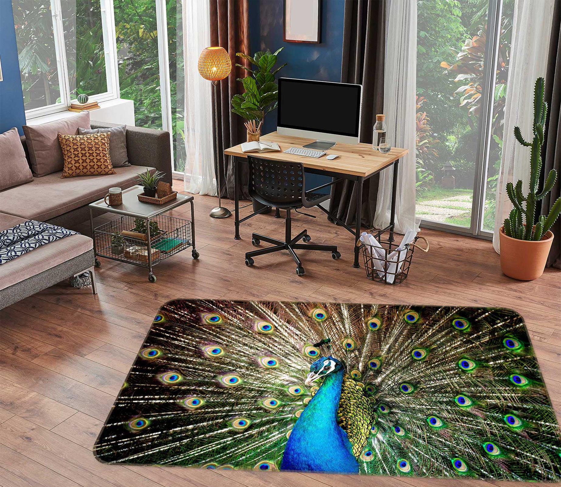 3D Peacock 30008 Non Slip Rug Mat