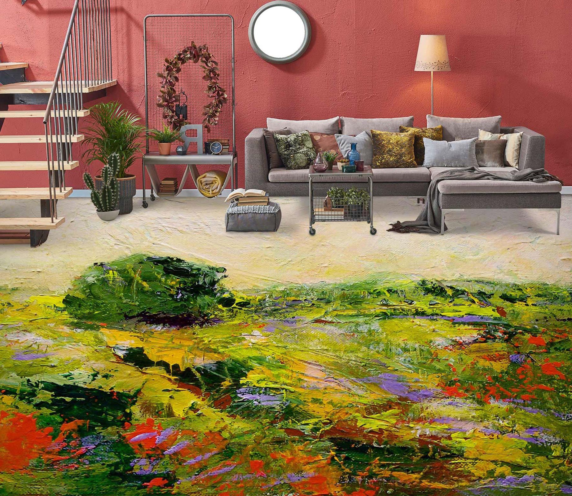 3D Grass Flowers Oil Painting 9653 Allan P. Friedlander Floor Mural