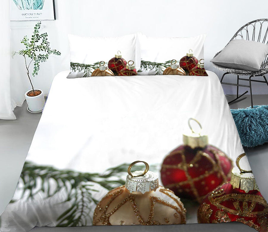 3D Christmas Ball Pendant 46038 Christmas Quilt Duvet Cover Xmas Bed Pillowcases