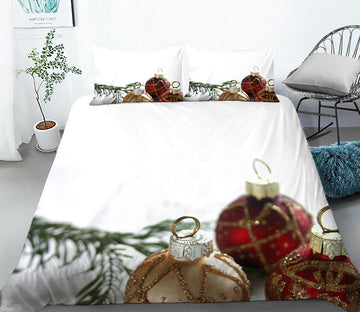 3D Christmas Ball Pendant 46038 Christmas Quilt Duvet Cover Xmas Bed Pillowcases