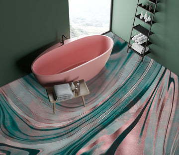 3D Pink Green Stripes Pattern 102128 Andrea Haase Floor Mural