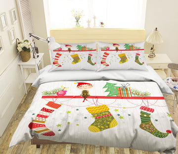 3D Christmas Stocking 45001 Christmas Quilt Duvet Cover Xmas Bed Pillowcases