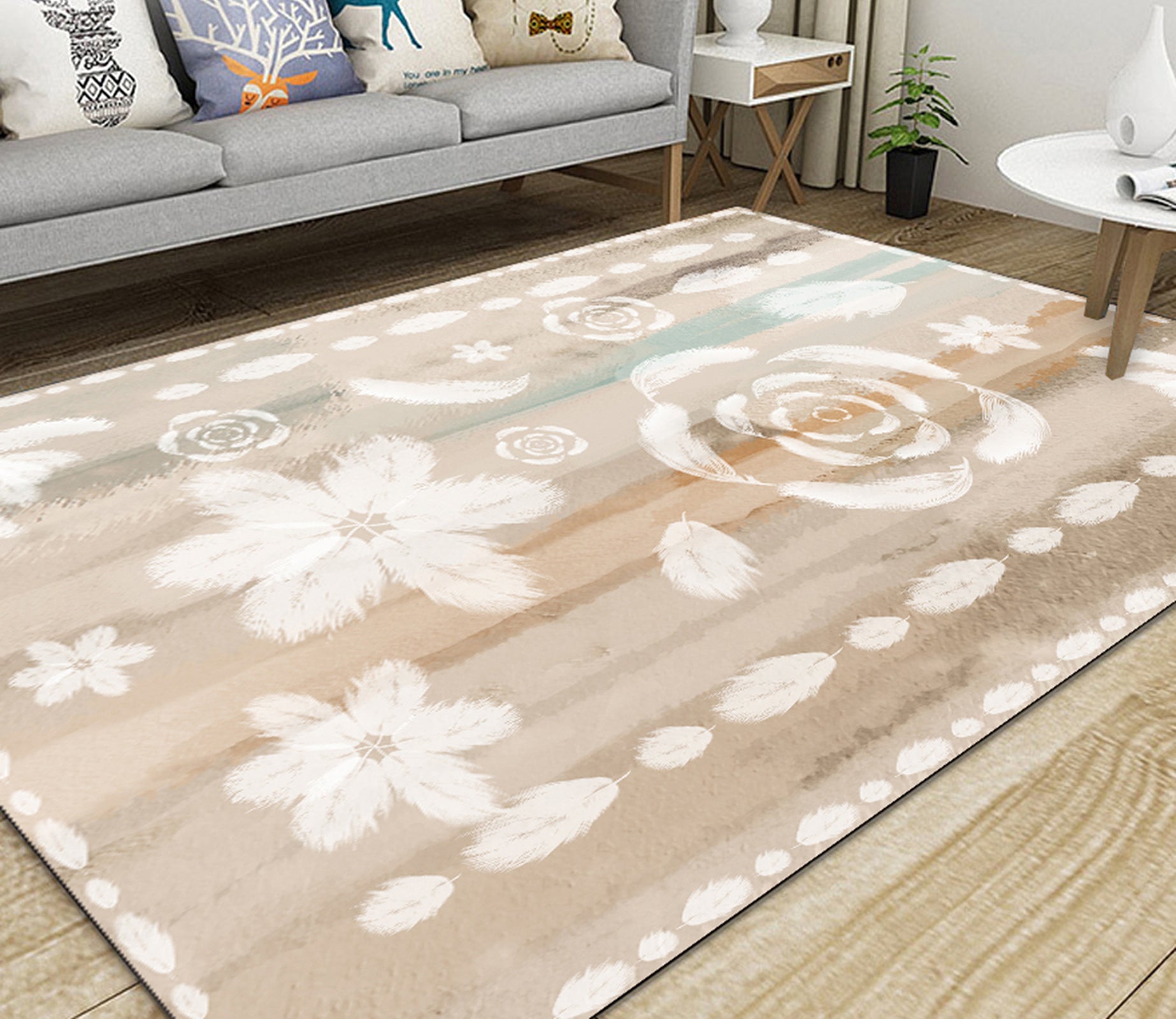 3D White Flowers WG430 Non Slip Rug Mat Mat AJ Creativity Home 