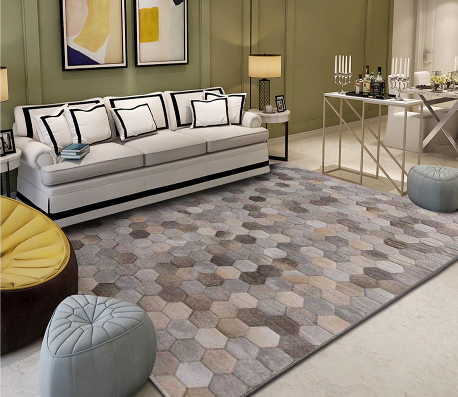 3D Color Geometry WG163 Non Slip Rug Mat Mat AJ Creativity Home 