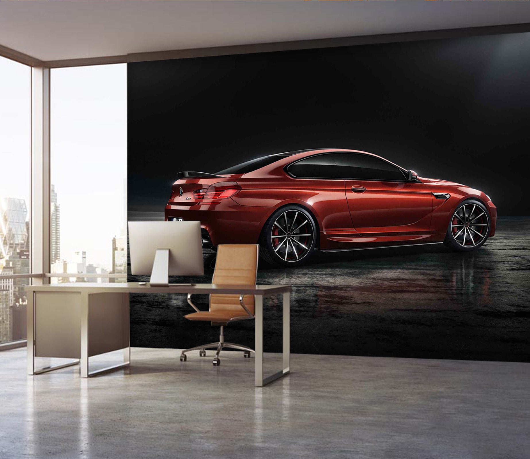 3D Red Car 410 Vehicle Wall Murals