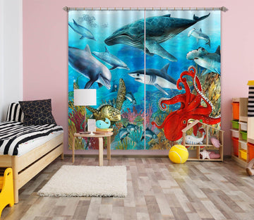 3D Undersea Dolphin 759 Curtains Drapes Wallpaper AJ Wallpaper 