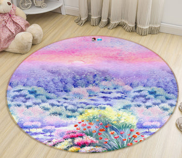 3D Flower Sea 69230 Round Non Slip Rug Mat