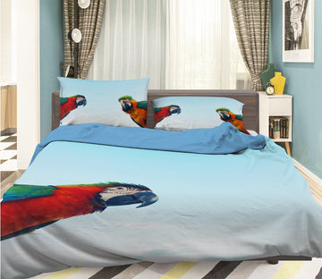 3D Blue Sky Parrot 1902 Bed Pillowcases Quilt Quiet Covers AJ Creativity Home 