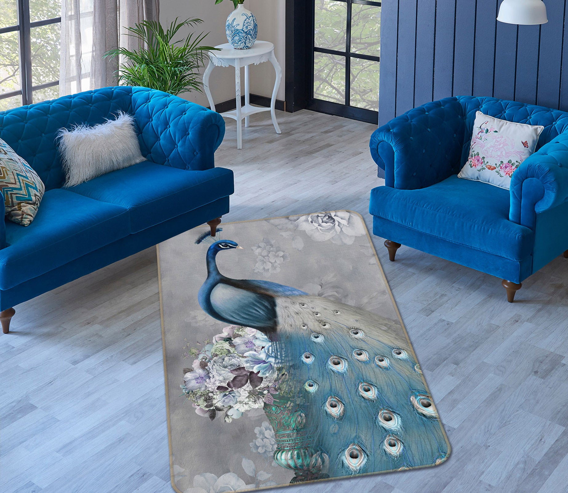 3D Peacock 34097 Non Slip Rug Mat