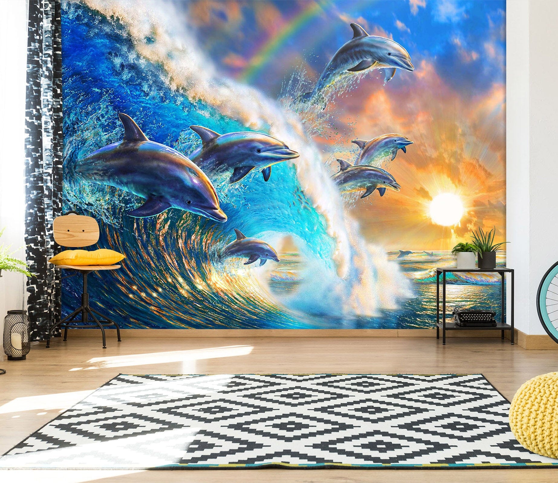 3D Dolphin Wave 1416 Adrian Chesterman Wall Mural Wall Murals Wallpaper AJ Wallpaper 2 