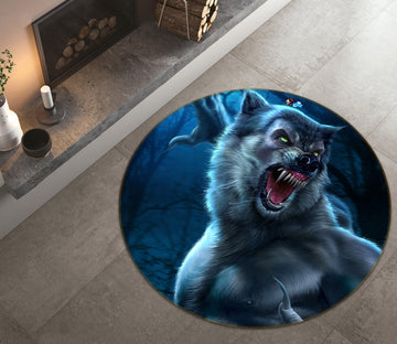 3D Werewolf 4165 Tom Wood Rug Round Non Slip Rug Mat