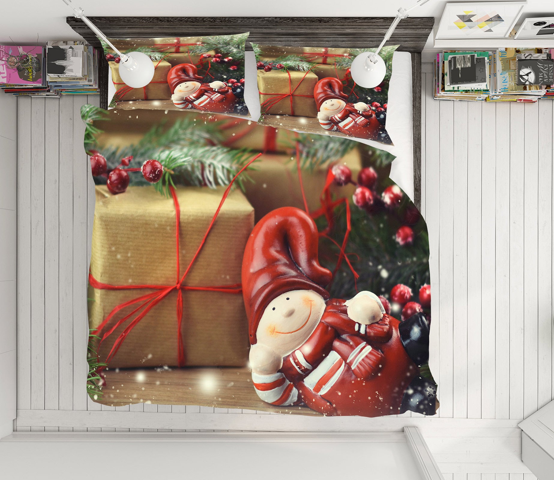 3D Gift Snowman Doll 50040 Christmas Quilt Duvet Cover Xmas Bed Pillowcases