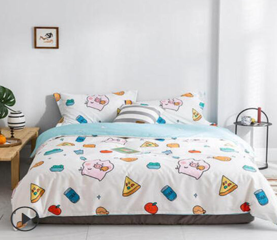 3D Cartoon Pizza Pig 14092 Bed Pillowcases Quilt