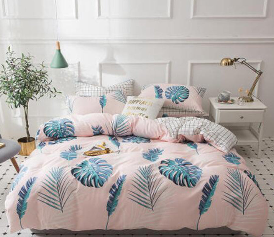 3D Pink Bottom Leaves 17083 Bed Pillowcases Quilt
