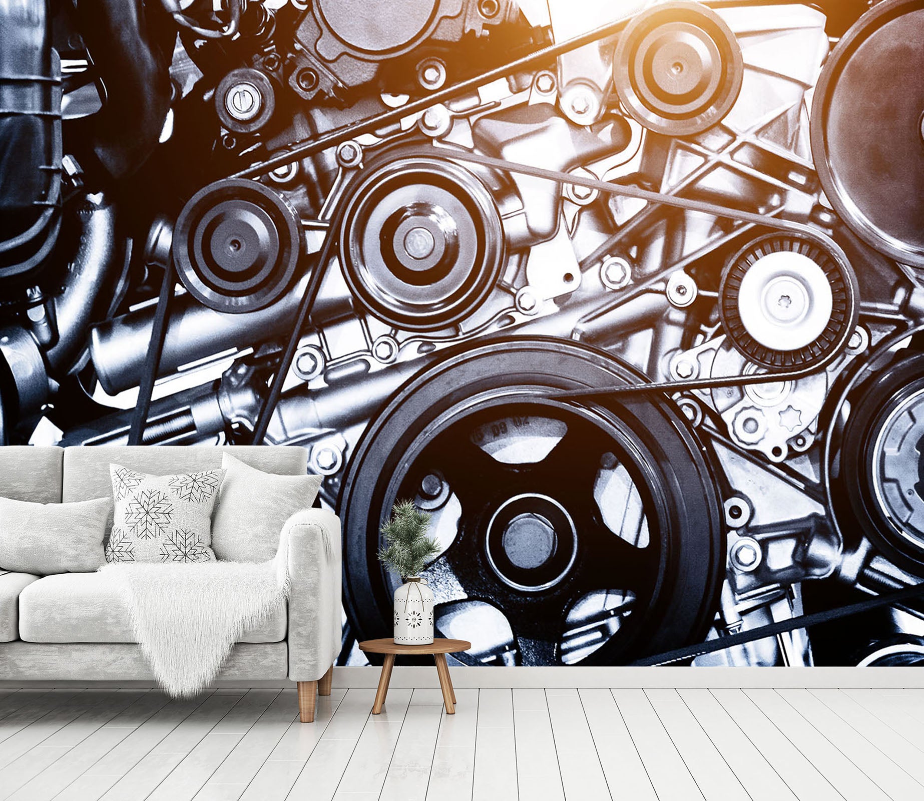 3D Black Engine 345 Vehicle Wall Murals
