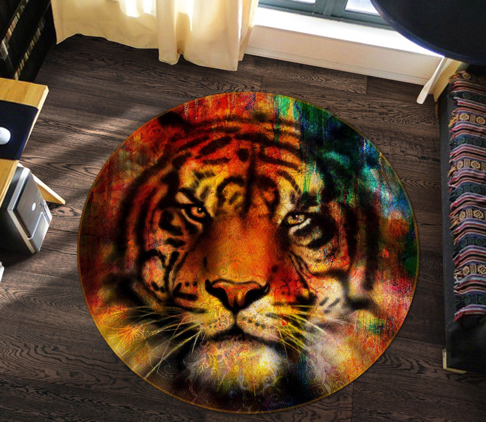 3D Tiger 37223 Animal Round Non Slip Rug Mat