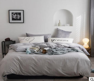 3D Gray Vertical Stripes 30103 Bed Pillowcases Quilt