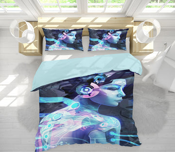 3D Female Profile 14046 Bed Pillowcases Quilt