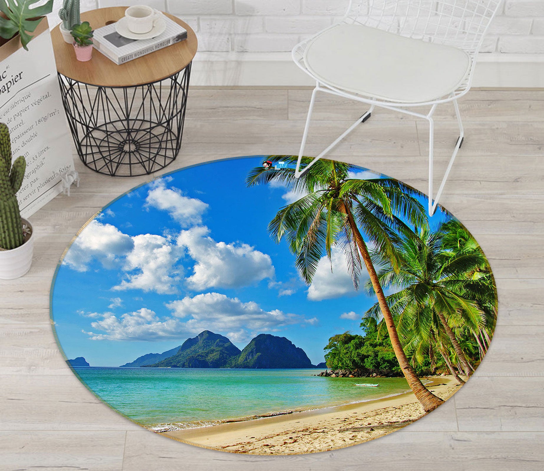 3D Seaside 81011 Round Non Slip Rug Mat
