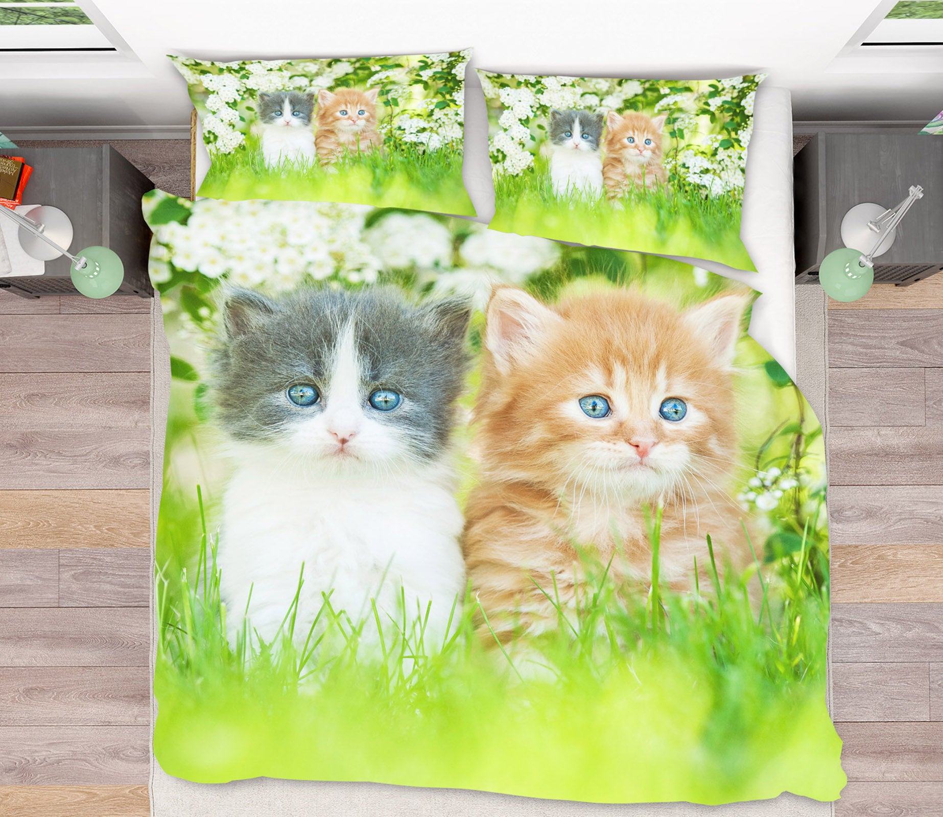3D Two Cats 15080 Bed Pillowcases Quilt