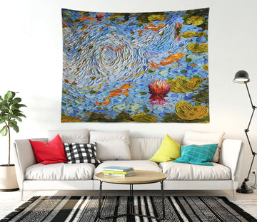 3D Lotus Pond Goldfish 11809 Dena Tollefson Tapestry Hanging Cloth Hang